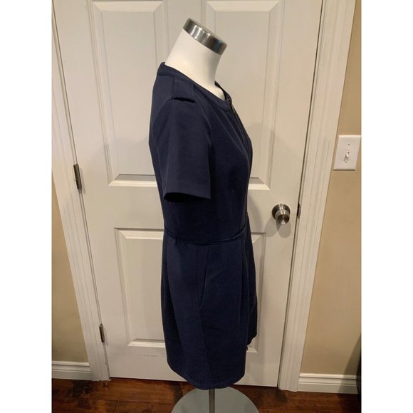 BCBG Max Azria Navy Blue Full Zip "Kammy” Pleated Dress, Size 8 - Picture 4 of 7